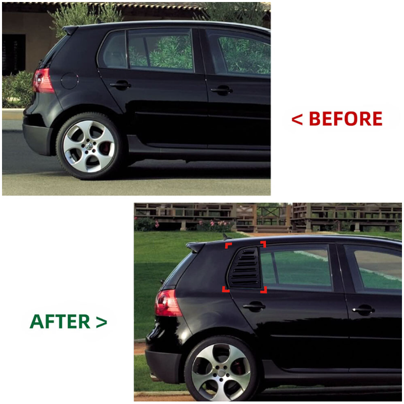 Sportliche Tuning-Gitter für die hinteren Seitenscheiben des VW Golf 5 MK5 2004-2009.