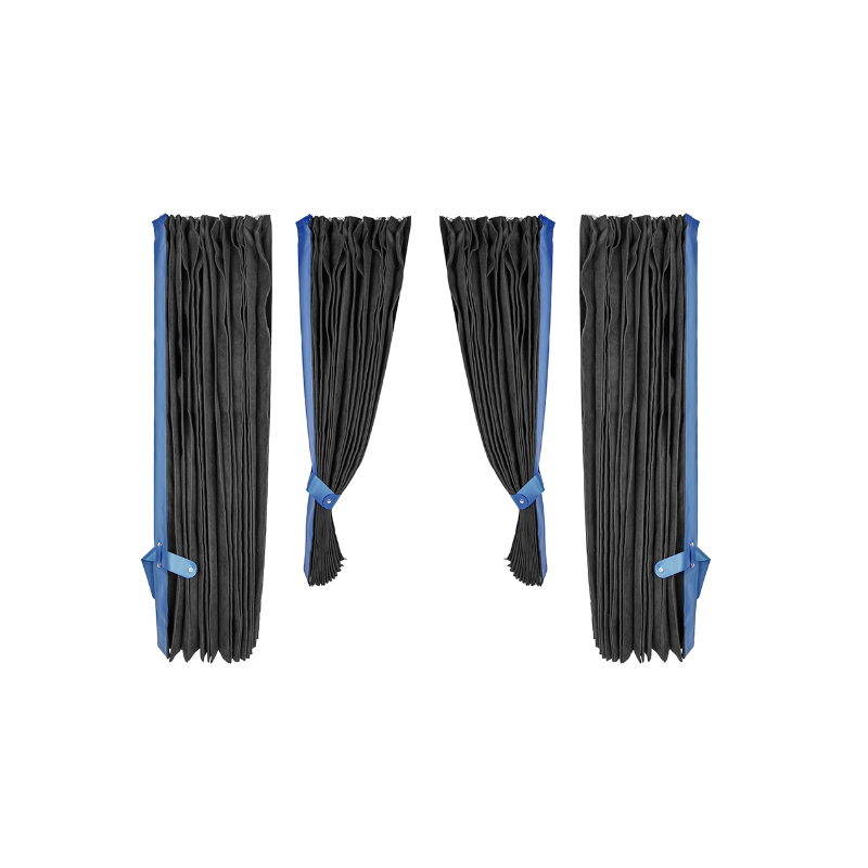 LKW-Vorhang-Set, schwarz mit blau, 4-teilig