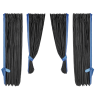 LKW-Vorhang-Set, schwarz mit blau, 4-teilig