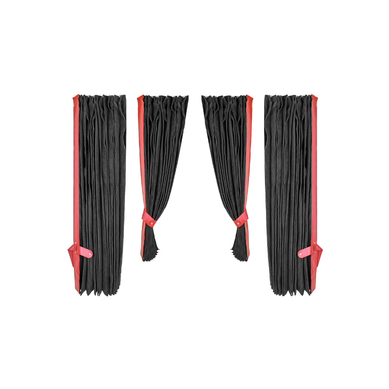 LKW-Vorhangset, schwarz mit Rot, 4-teilig