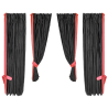 LKW-Vorhangset, schwarz mit Rot, 4-teilig