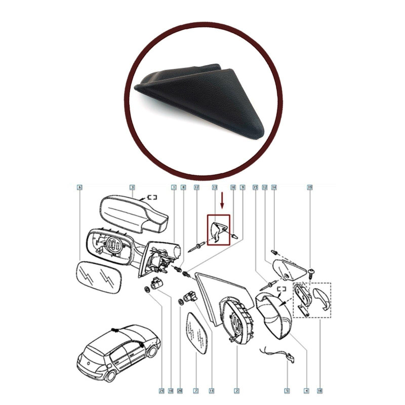 Spiegelabdeckung links für Renault Megane II 2002-2008.