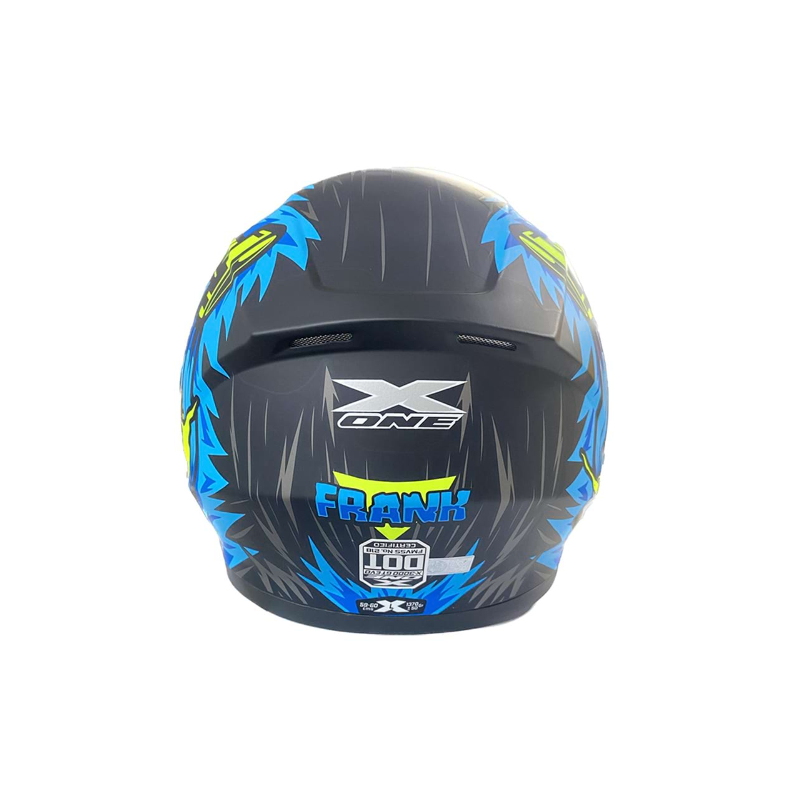 Motorradhelm X-ONE blau mit gelb L Nr. 285