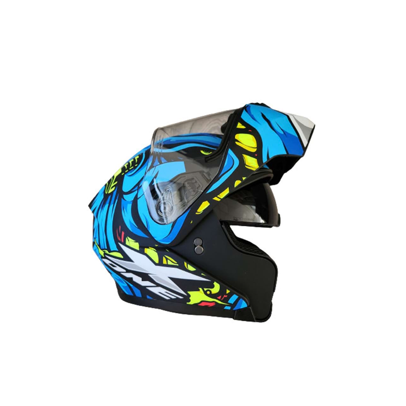 Motorradhelm X-ONE blau mit gelb L Nr. 285