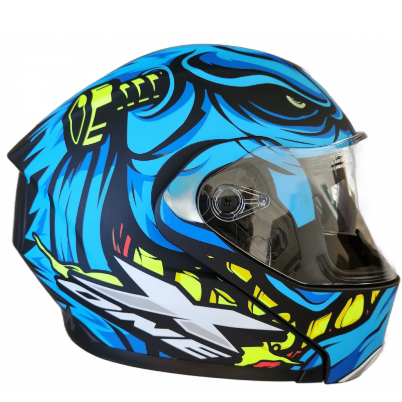 Motorradhelm X-ONE blau mit gelb L Nr. 285