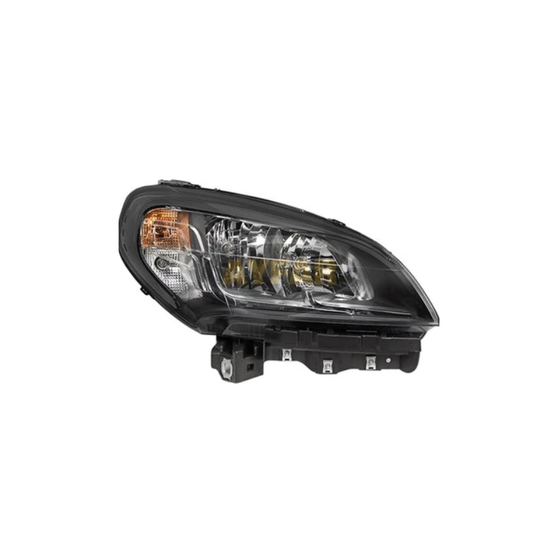 Scheinwerfer, rechte Seite, mit Motor und schwarzem Rahmen für Fiat Doblo 2015-2022.