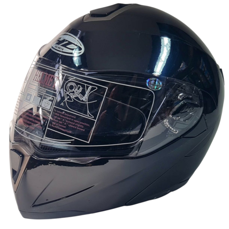 Motorradhelm Schwarz mit Schwarz, Größe L No066.