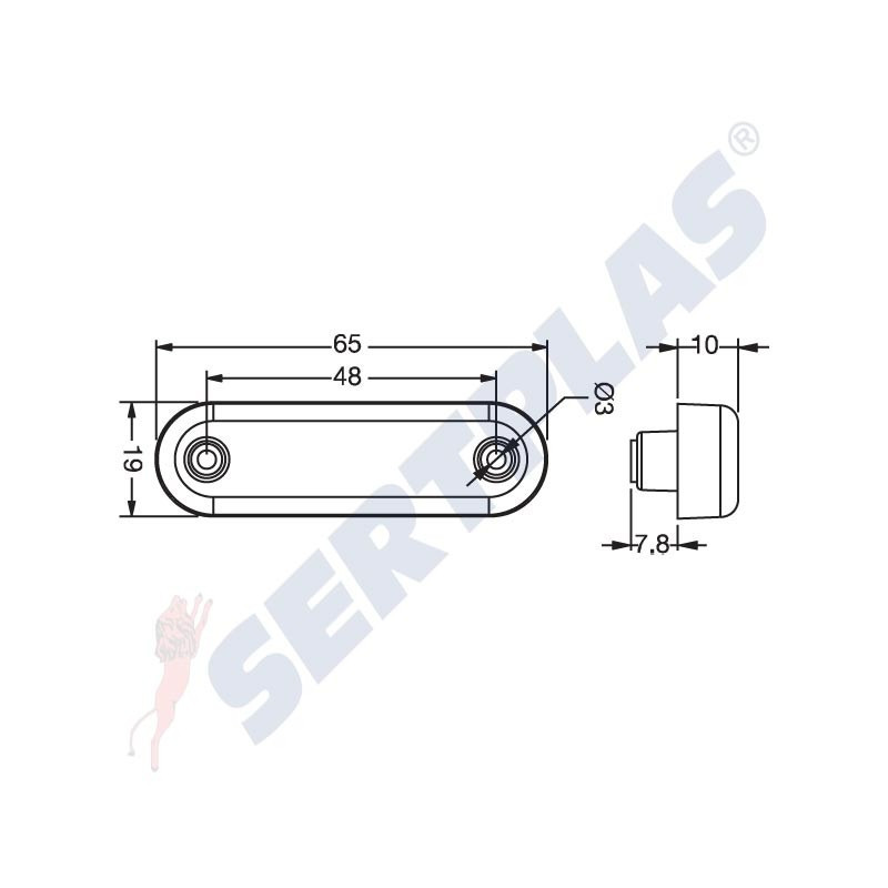 Dimensionen, gelb 3 LED 12V-24V 412LUS