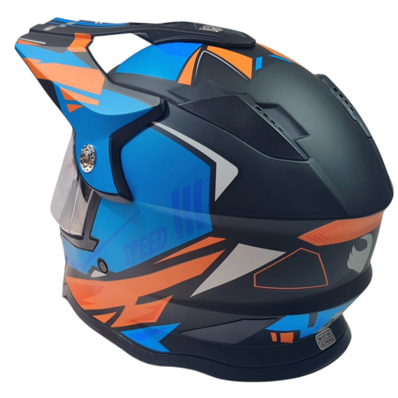 Crosshelm für Motorrad Schwarz mit Blau, matt Größe M Nr. 171.