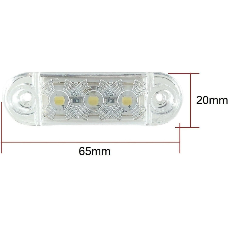 Seitenmarkierungsleuchte FR0171 3 LED Weiß 12-24V 63mm