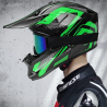 Crosshelm für Motorrad, schwarz mit grün, Größe L A3616.