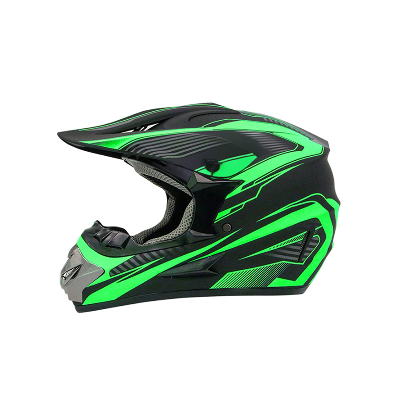 Crosshelm für Motorrad, schwarz mit grün, Größe L A3616.