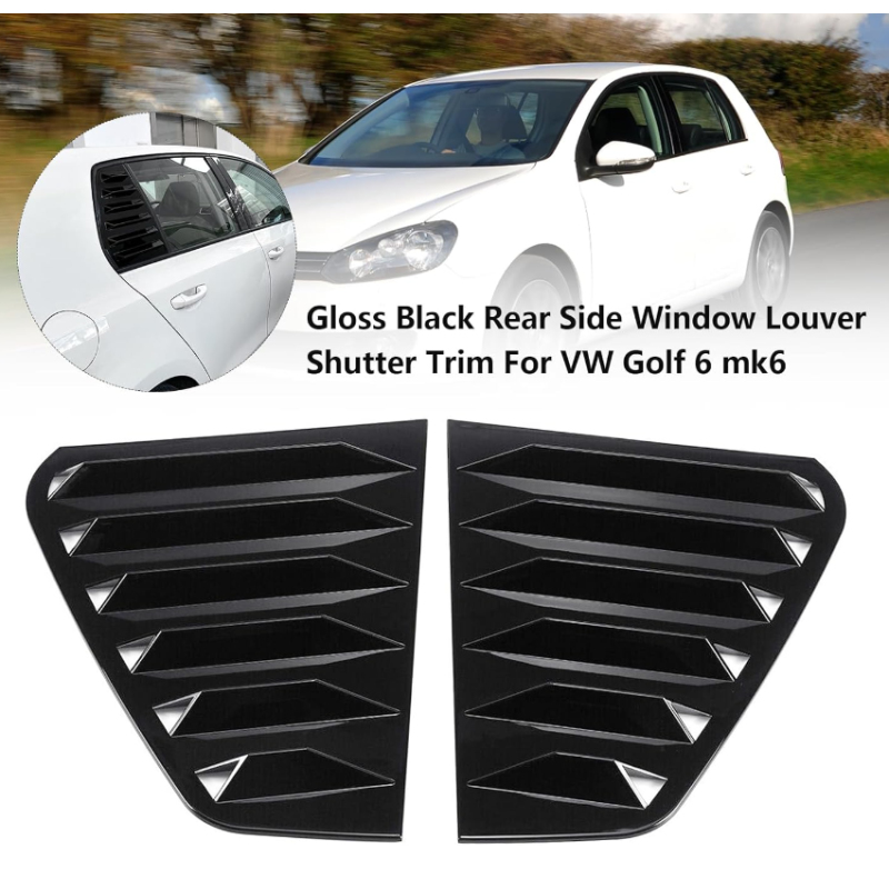 Sportliche Tuning-Gitter für die hinteren Seitenfenster für den VW Golf 6 2009-2014.