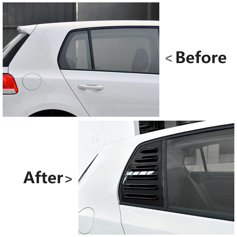 Sportliche Tuning-Gitter für die hinteren Seitenfenster für den VW Golf 6 2009-2014.